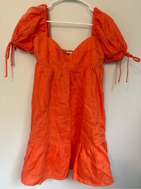 Nati Orange & Ombré Puff Sleeve Mini Dress NWT Size L